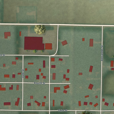 Close-up of the map of Latty, Ohio print showing street and building detail