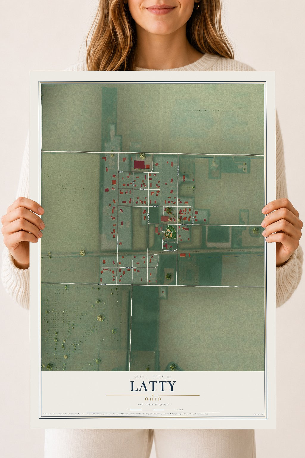 Map of Latty, Ohio, 18 x 24 inch unframed archival matte print