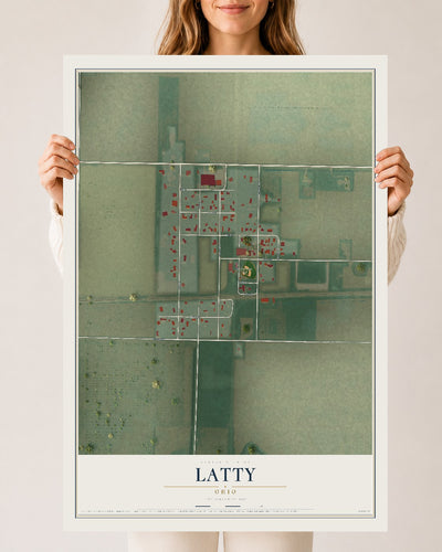 Map of Latty, Ohio, 24 x 36 inch unframed archival matte print