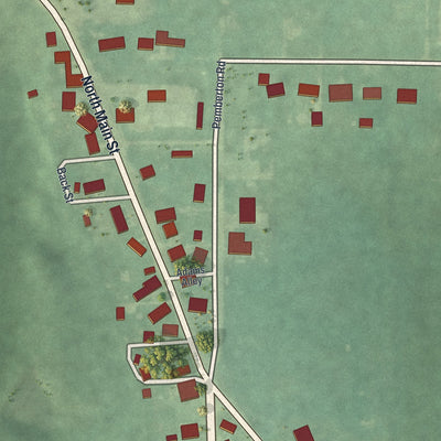 Second close-up of the map of Laura, Ohio print showing more streets and buildings