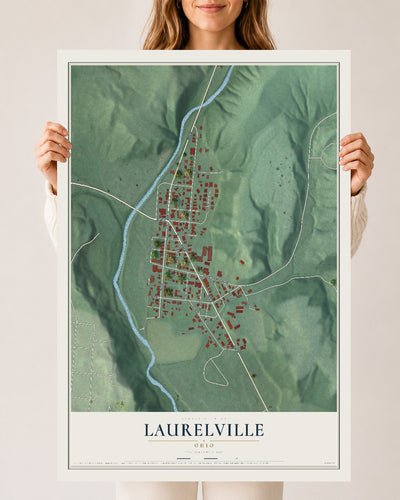 Map of Laurelville, Ohio, 24 x 36 inch unframed archival matte print