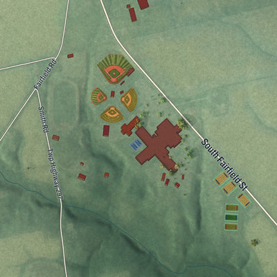 Second close-up of the map of Leesburg, Ohio print showing more streets and buildings