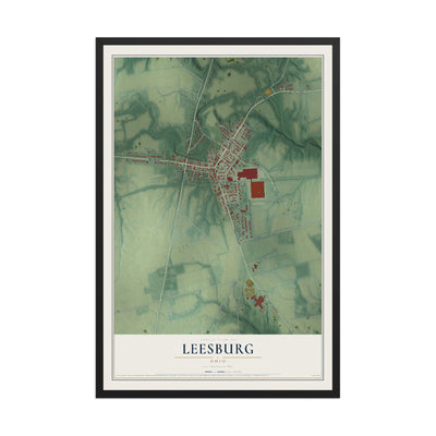 Map of Leesburg, Ohio, 12 x 18 inch print in a black wood frame