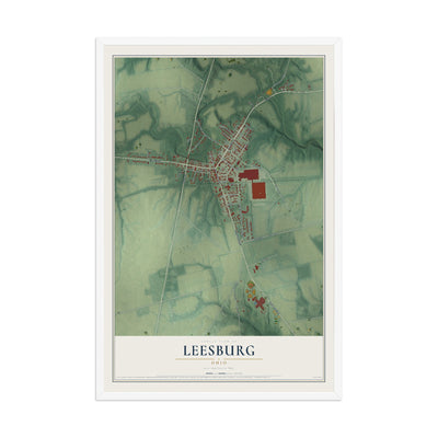 Map of Leesburg, Ohio, 12 x 18 inch print in a white wood frame