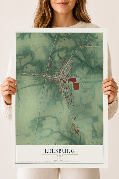 Map of Leesburg, Ohio, 18 x 24 inch unframed archival matte print