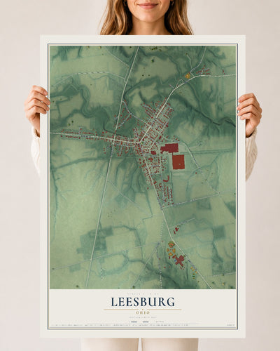 Map of Leesburg, Ohio, 24 x 36 inch unframed archival matte print
