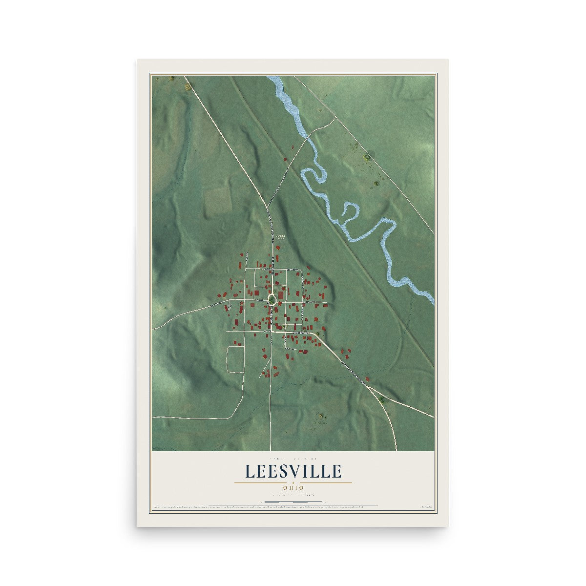 Map of Leesville, Ohio, 12 x 18 inch unframed archival matte print
