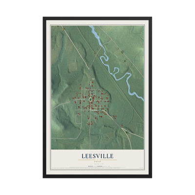 Map of Leesville, Ohio, 12 x 18 inch print in a black wood frame