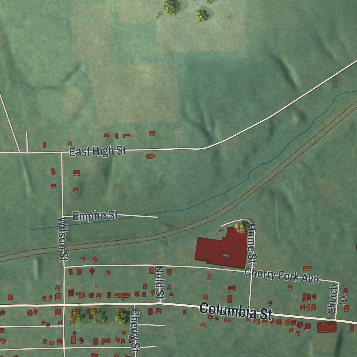 Second close-up of the map of Leetonia, Ohio print showing more streets and buildings