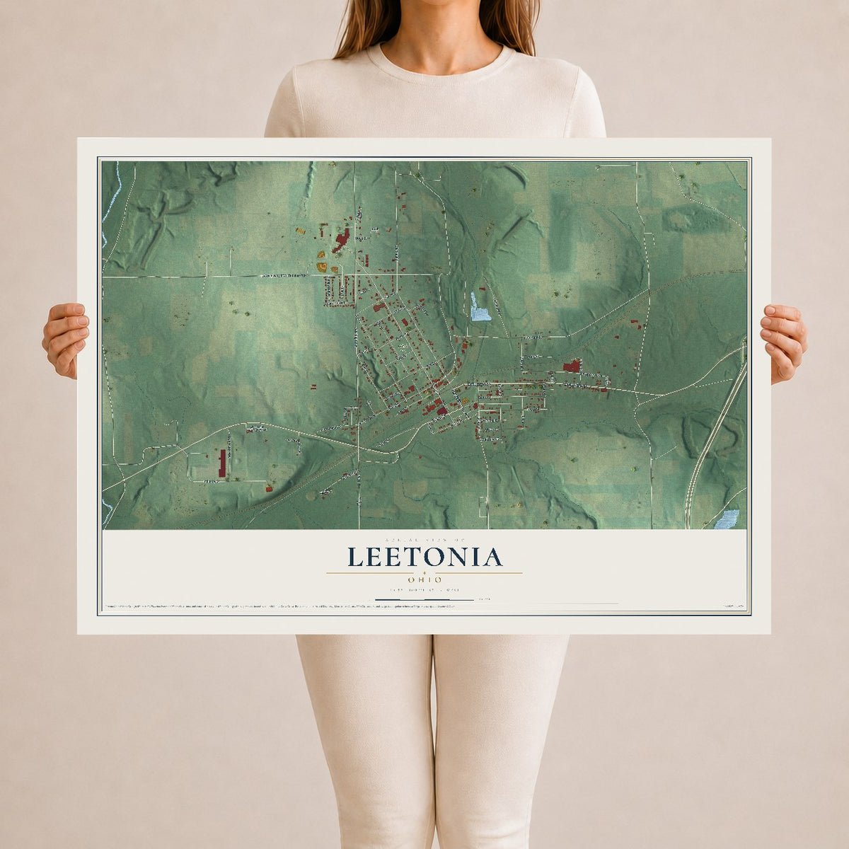 Map of Leetonia, Ohio, 24 x 36 inch unframed archival matte print