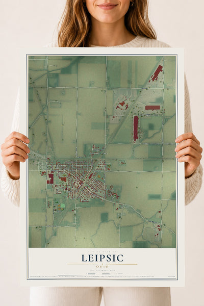 Map of Leipsic, Ohio, 18 x 24 inch unframed archival matte print