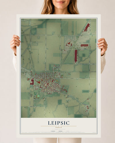 Map of Leipsic, Ohio, 24 x 36 inch unframed archival matte print