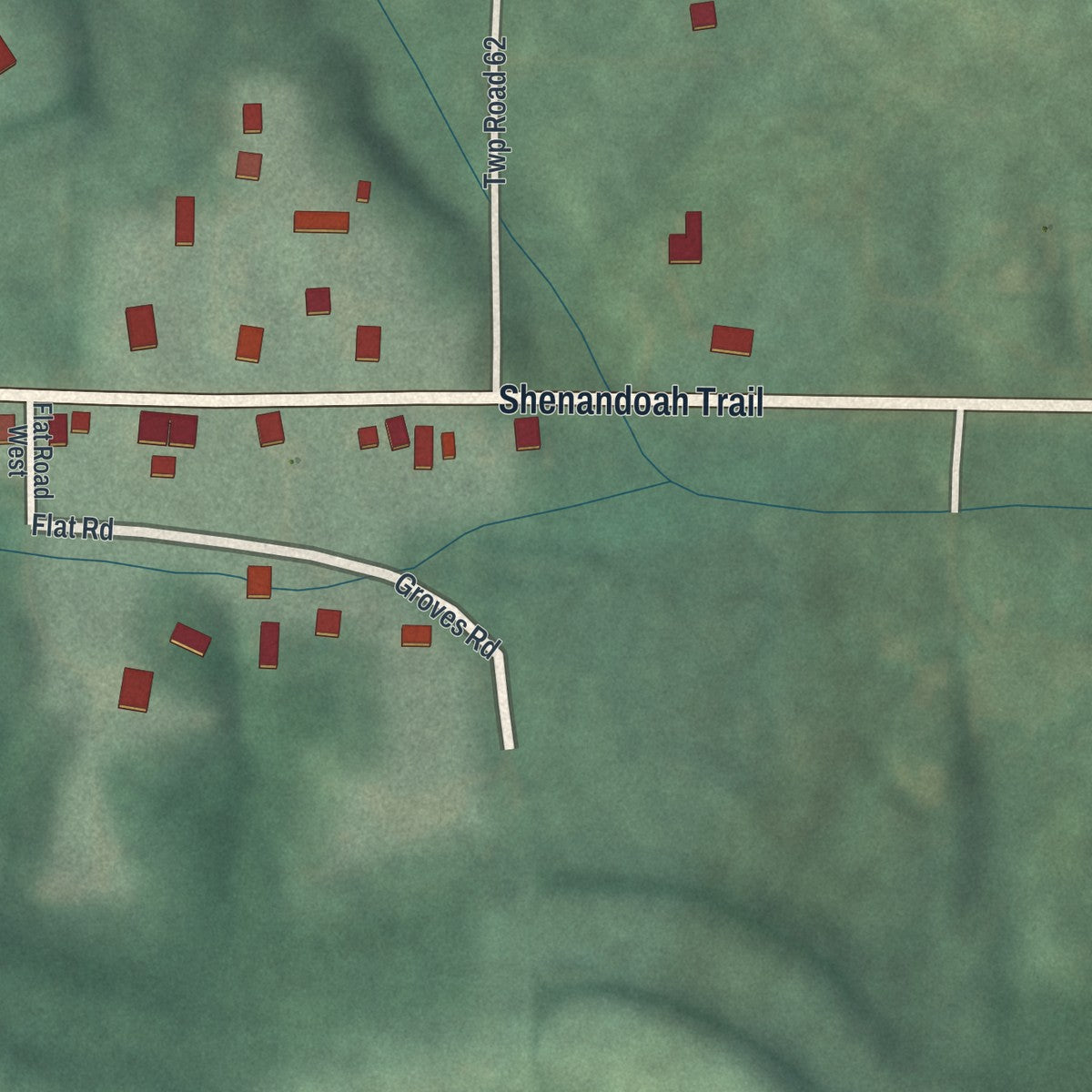 Second close-up of the map of Lewisville, Ohio print showing more streets and buildings