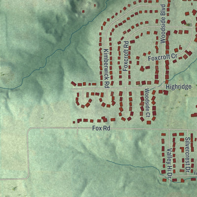 Second close-up of the map of Lexington, Ohio print showing more streets and buildings