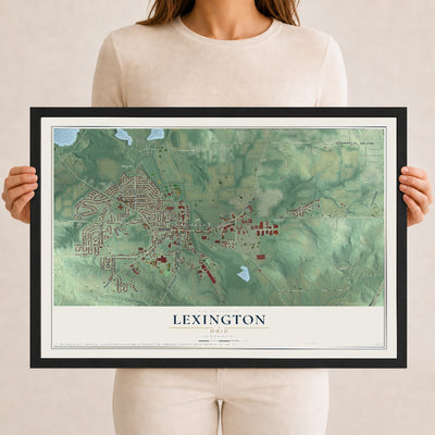 Map of Lexington, Ohio, 12 x 18 inch print in a black wood frame