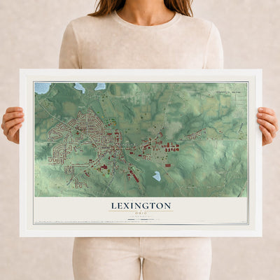 Map of Lexington, Ohio, 12 x 18 inch print in a white wood frame