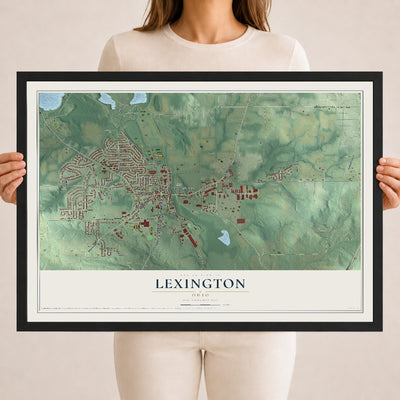 Map of Lexington, Ohio, 18 x 24 inch print in a black wood frame
