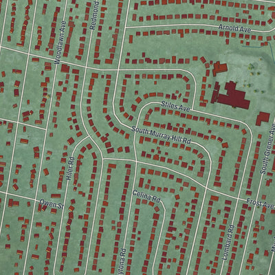 Close-up of the map of Lincoln Village, Ohio print showing street and building detail
