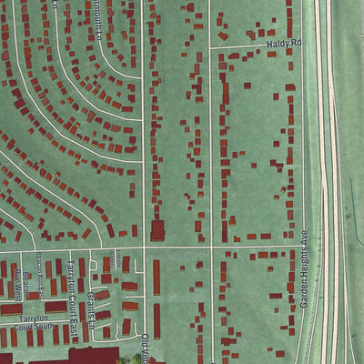 Second close-up of the map of Lincoln Village, Ohio print showing more streets and buildings