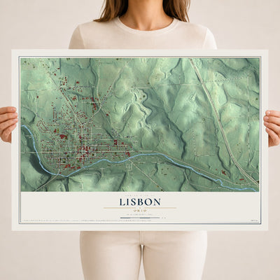 Map of Lisbon, Ohio, 18 x 24 inch unframed archival matte print