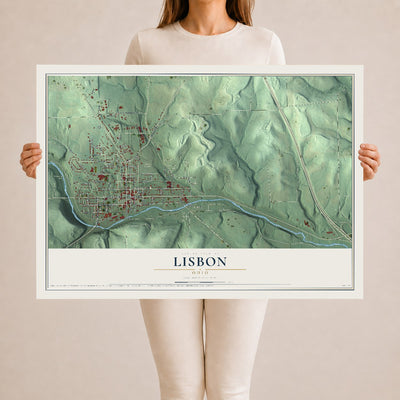 Map of Lisbon, Ohio, 24 x 36 inch unframed archival matte print