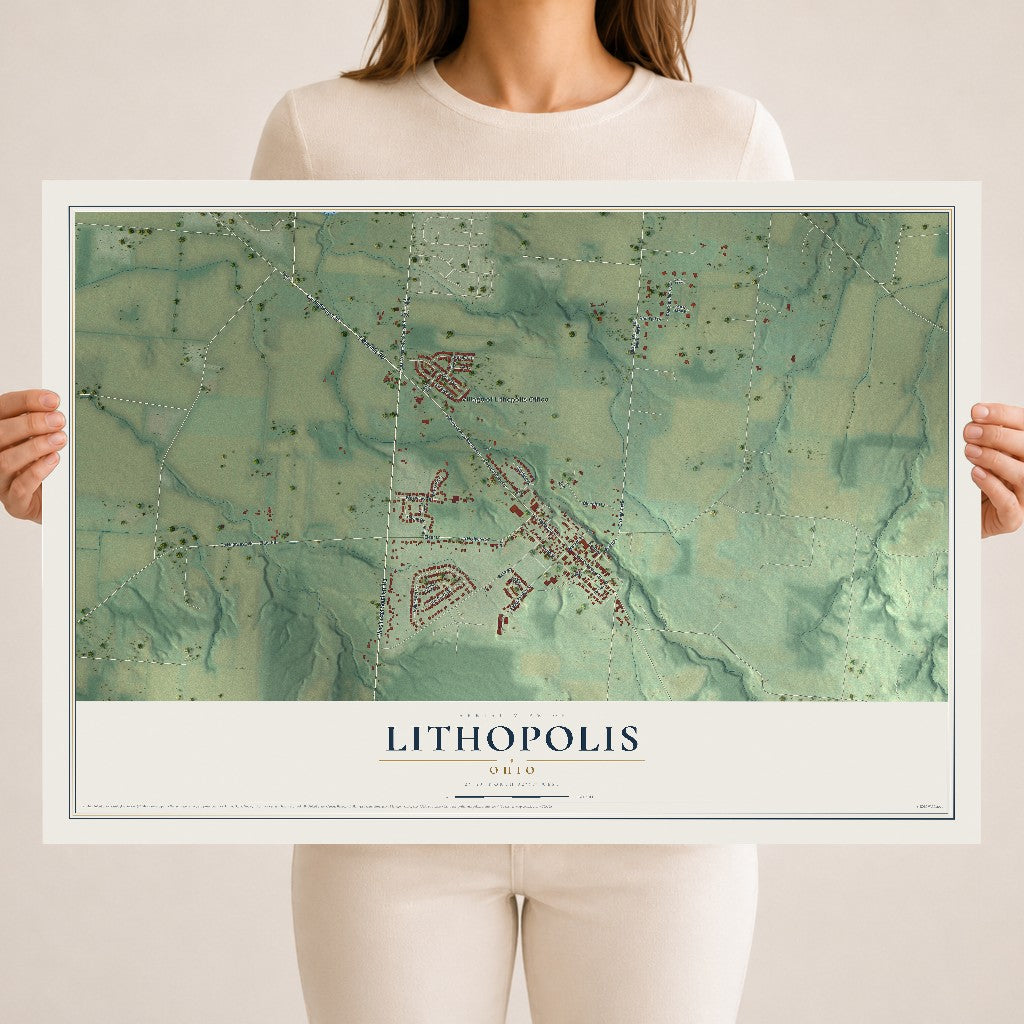 Map of Lithopolis, Ohio, 18 x 24 inch unframed archival matte print