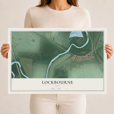 Map of Lockbourne, Ohio, 12 x 18 inch unframed archival matte print