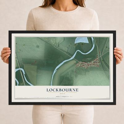Map of Lockbourne, Ohio, 12 x 18 inch print in a black wood frame
