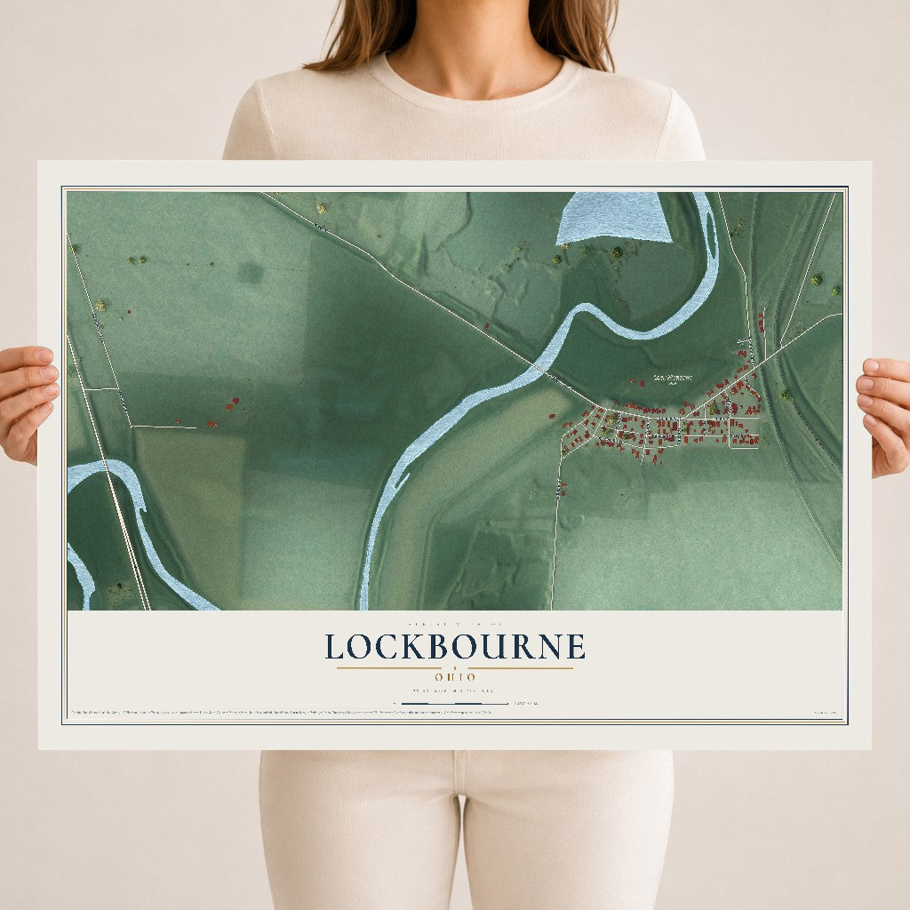 Map of Lockbourne, Ohio, 18 x 24 inch unframed archival matte print