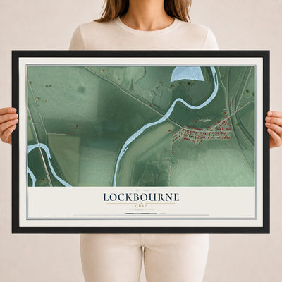 Map of Lockbourne, Ohio, 18 x 24 inch print in a black wood frame