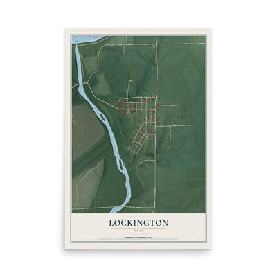Map of Lockington, Ohio, 12 x 18 inch unframed archival matte print