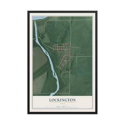 Map of Lockington, Ohio, 12 x 18 inch print in a black wood frame