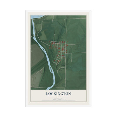 Map of Lockington, Ohio, 12 x 18 inch print in a white wood frame