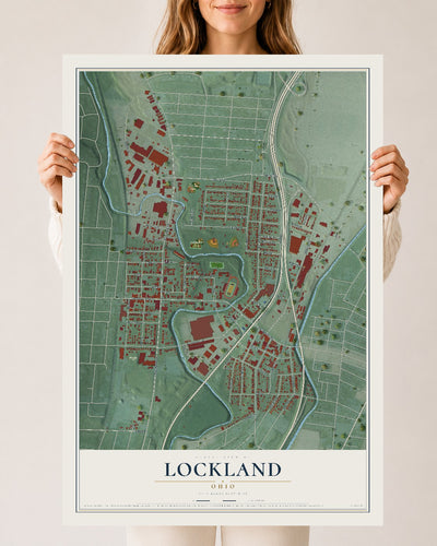 Map of Lockland, Ohio, 24 x 36 inch unframed archival matte print