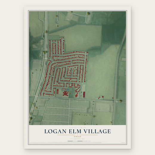 Logan Elm Village, Ohio map print, the full design