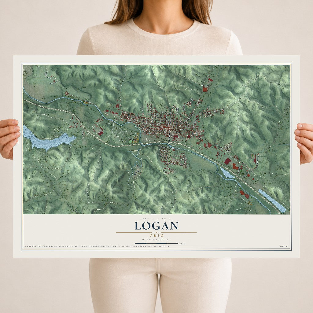 Map of Logan, Ohio, 18 x 24 inch unframed archival matte print