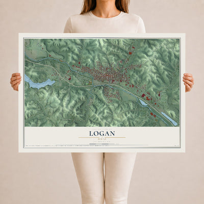 Map of Logan, Ohio, 24 x 36 inch unframed archival matte print