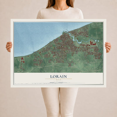 Map of Lorain, Ohio, 24 x 36 inch unframed archival matte print