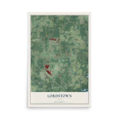 Map of Lordstown, Ohio, 12 x 18 inch unframed archival matte print