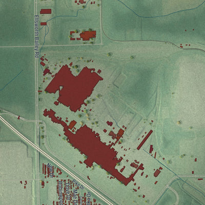 Close-up of the map of Lordstown, Ohio print showing street and building detail