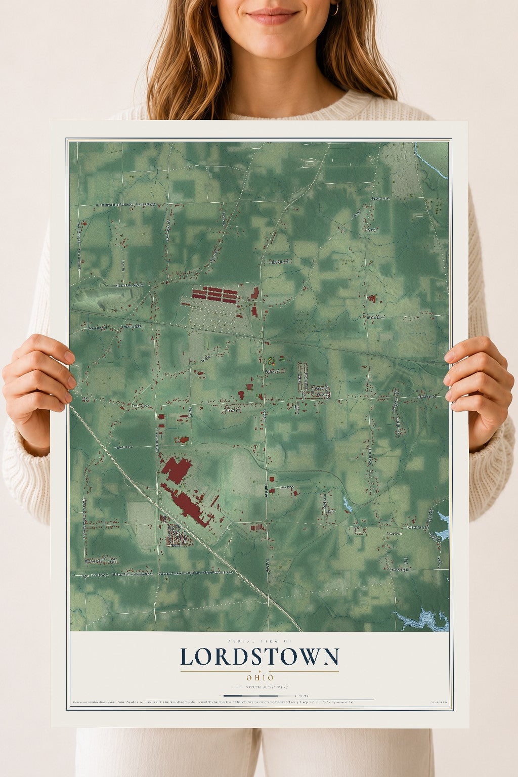 Map of Lordstown, Ohio, 18 x 24 inch unframed archival matte print