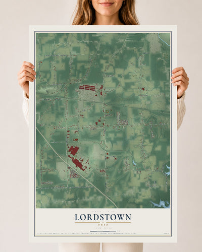 Map of Lordstown, Ohio, 24 x 36 inch unframed archival matte print