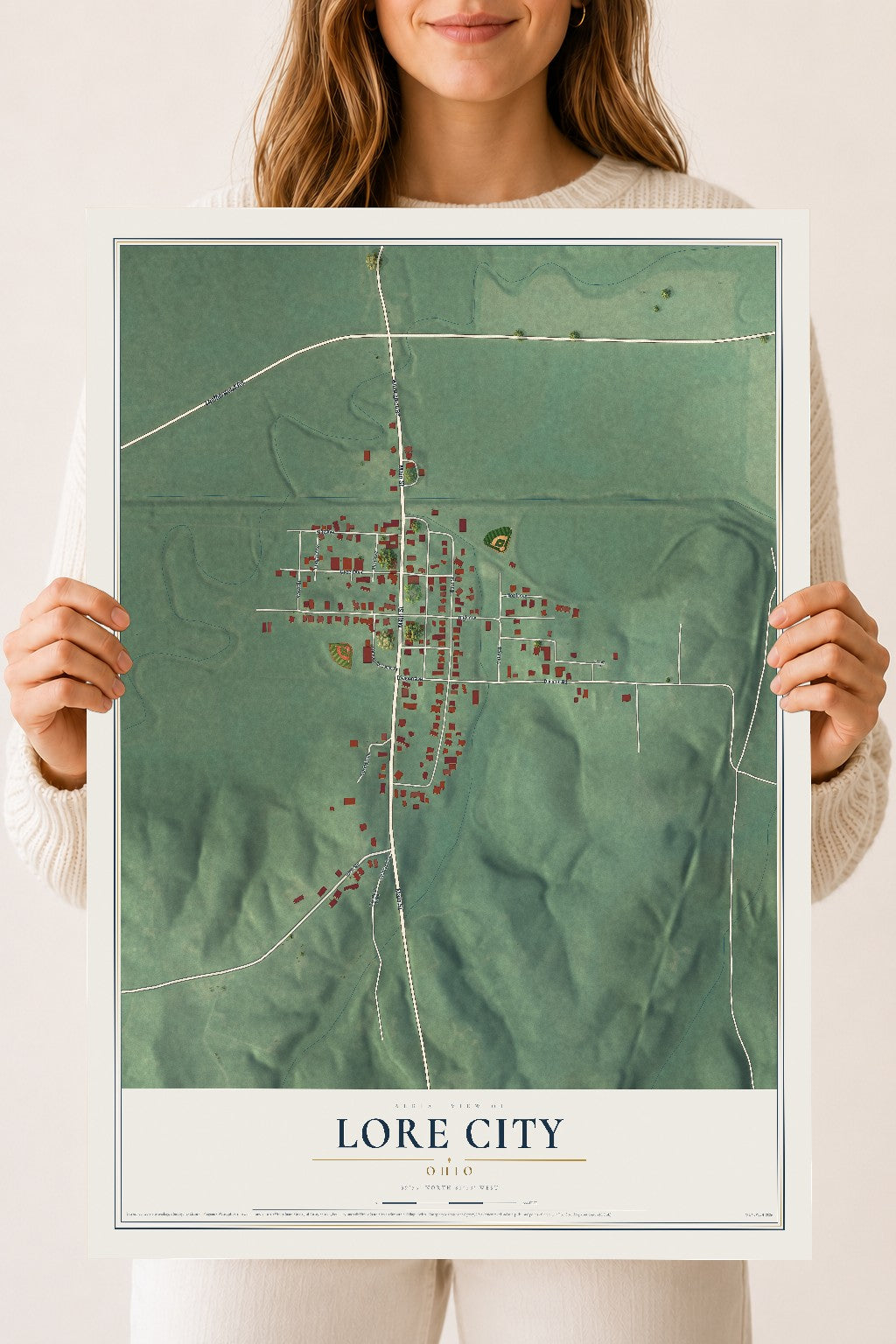 Map of Lore City, Ohio, 18 x 24 inch unframed archival matte print