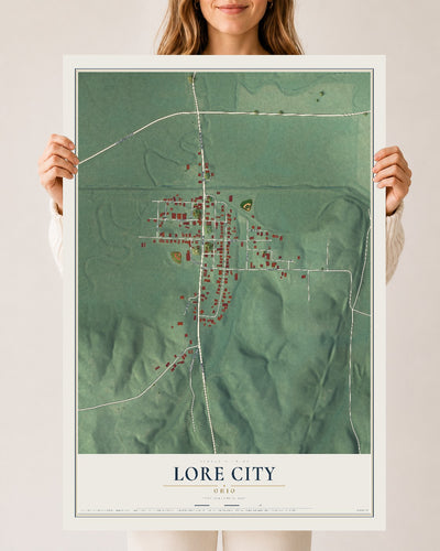 Map of Lore City, Ohio, 24 x 36 inch unframed archival matte print