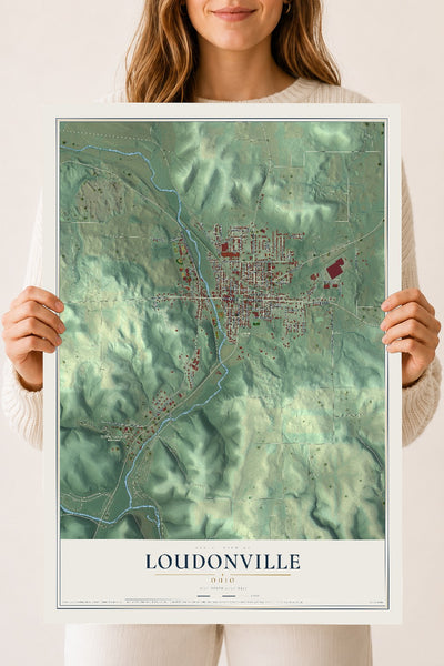 Map of Loudonville, Ohio, 18 x 24 inch unframed archival matte print