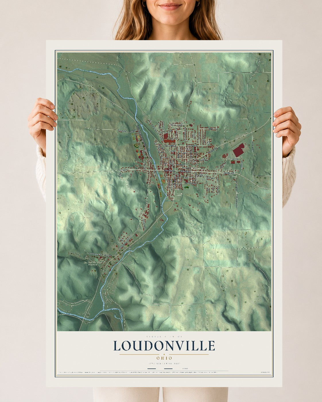 Map of Loudonville, Ohio, 24 x 36 inch unframed archival matte print