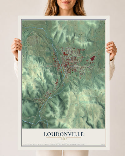 Map of Loudonville, Ohio, 24 x 36 inch unframed archival matte print
