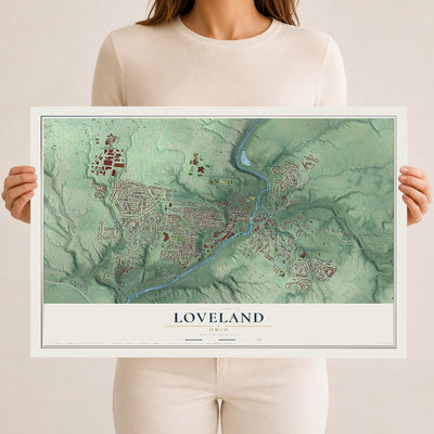 Map of Loveland, Ohio, 12 x 18 inch unframed archival matte print