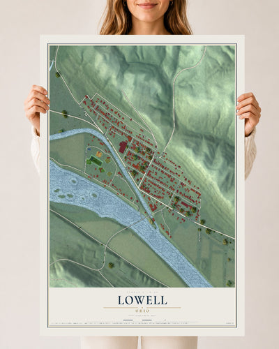 Map of Lowell, Ohio, 24 x 36 inch unframed archival matte print
