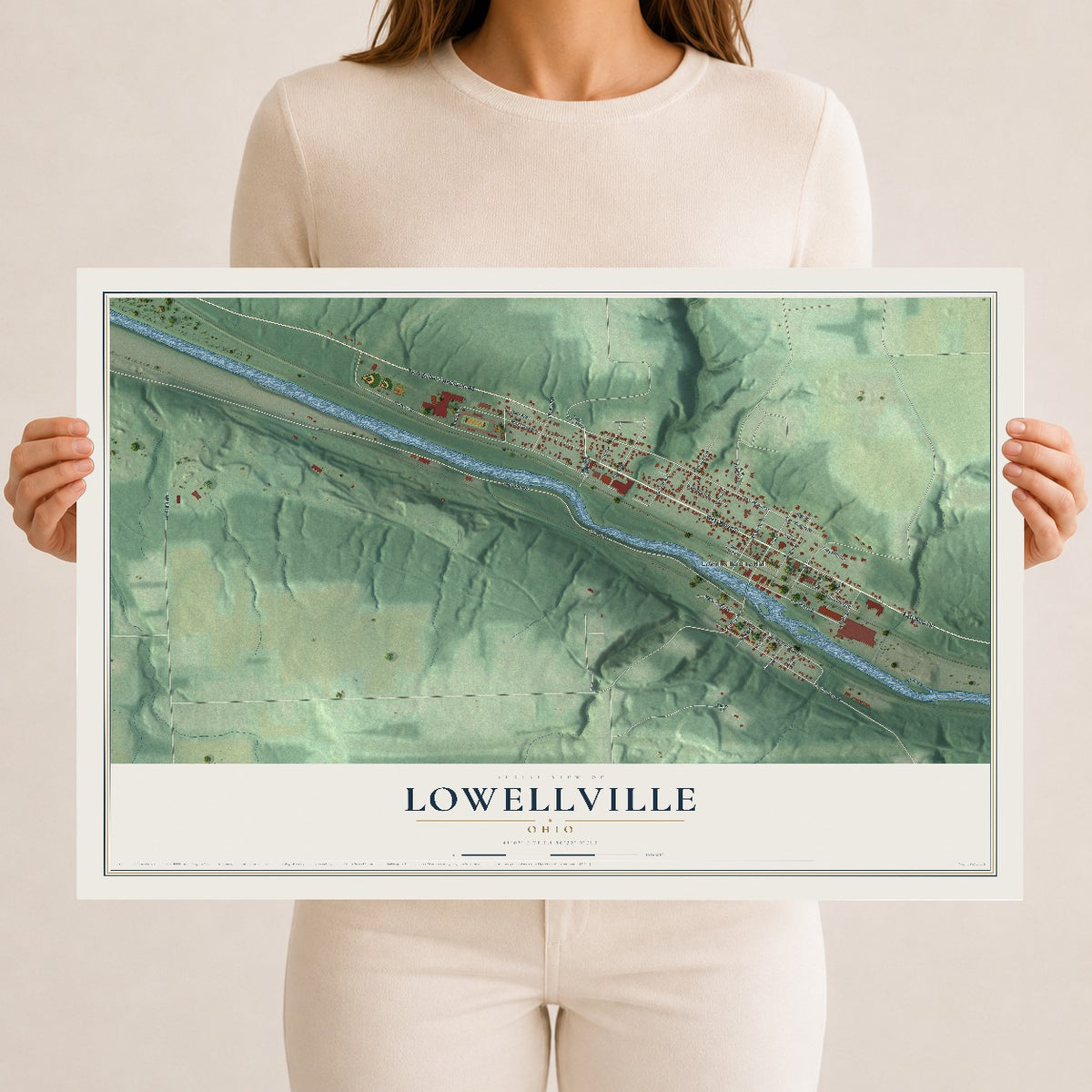 Map of Lowellville, Ohio, 12 x 18 inch unframed archival matte print